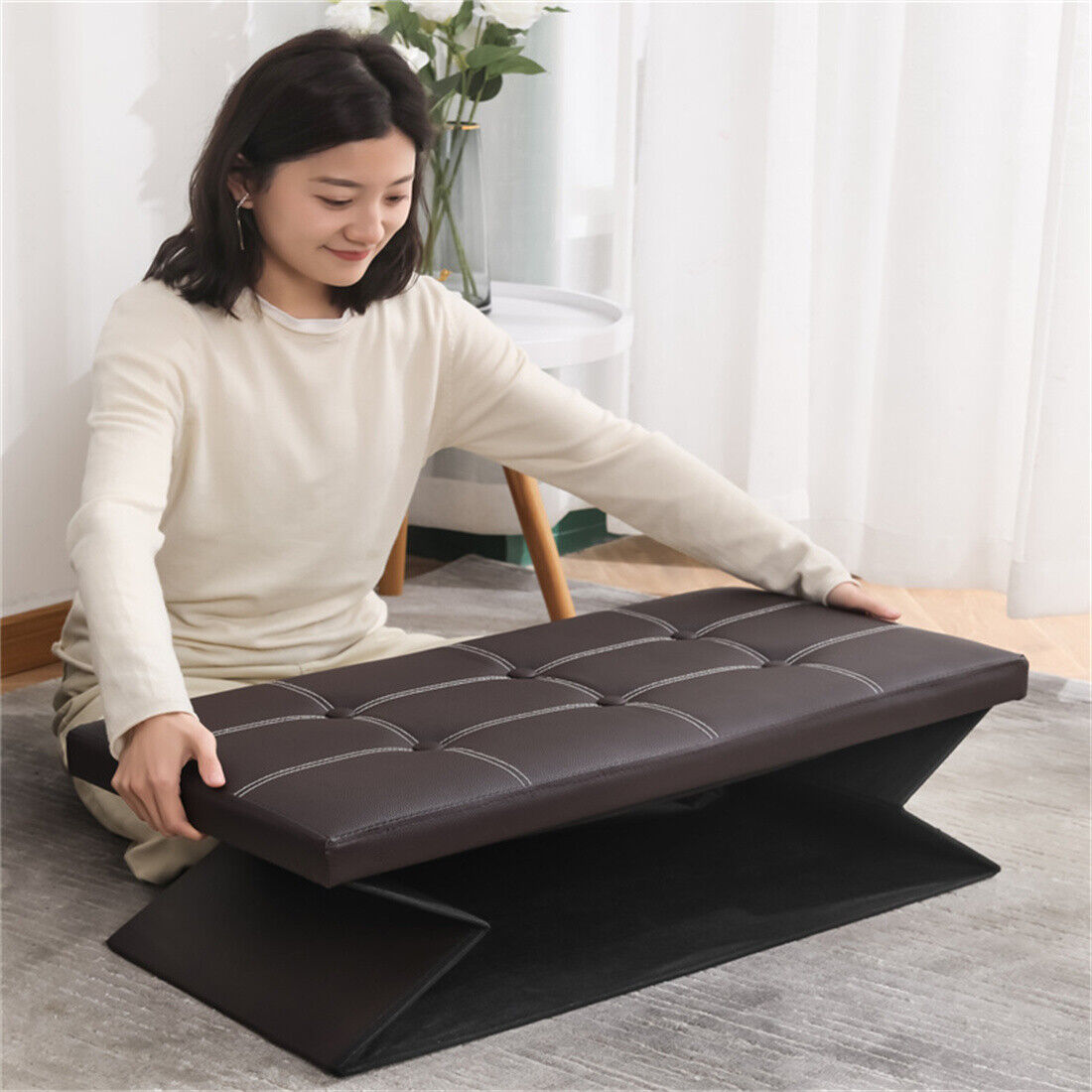 Large Seater Folding Storage Ottoman Pouffe Bench Seat Blanket Toy Chest Box UK NEW 3 3654182d 006b 424a ab2b abd5477e8f0f