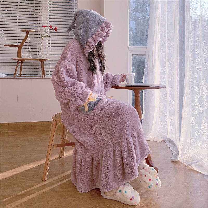 Title 3, Cute Hooded Nightdress Long Loose Fitting House...