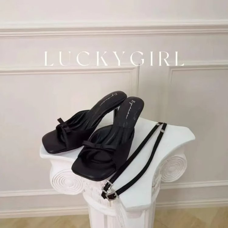 Women Elegant Open Toe Slide Sandals For Outdoor Summer Wear, Gorgeous Bow High Heel Sandals product image