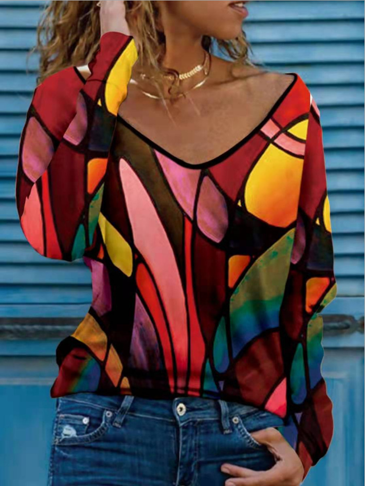 Hot-selling Imitated Cotton Painted Geometric Pattern Gradient Color