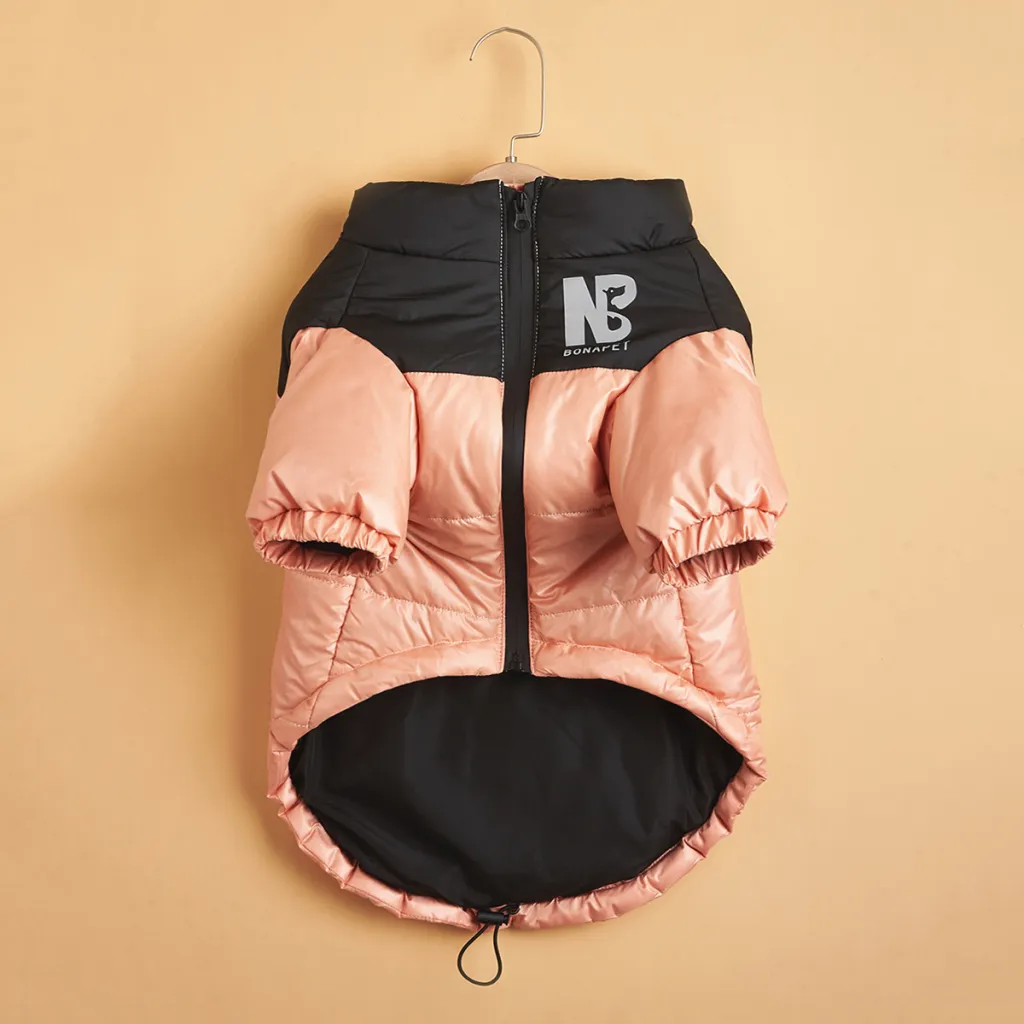 Fashion Dog Cotton Clothes Pet Reflective Autumn And Winter Warm Trendy Brand Jacket - Pink