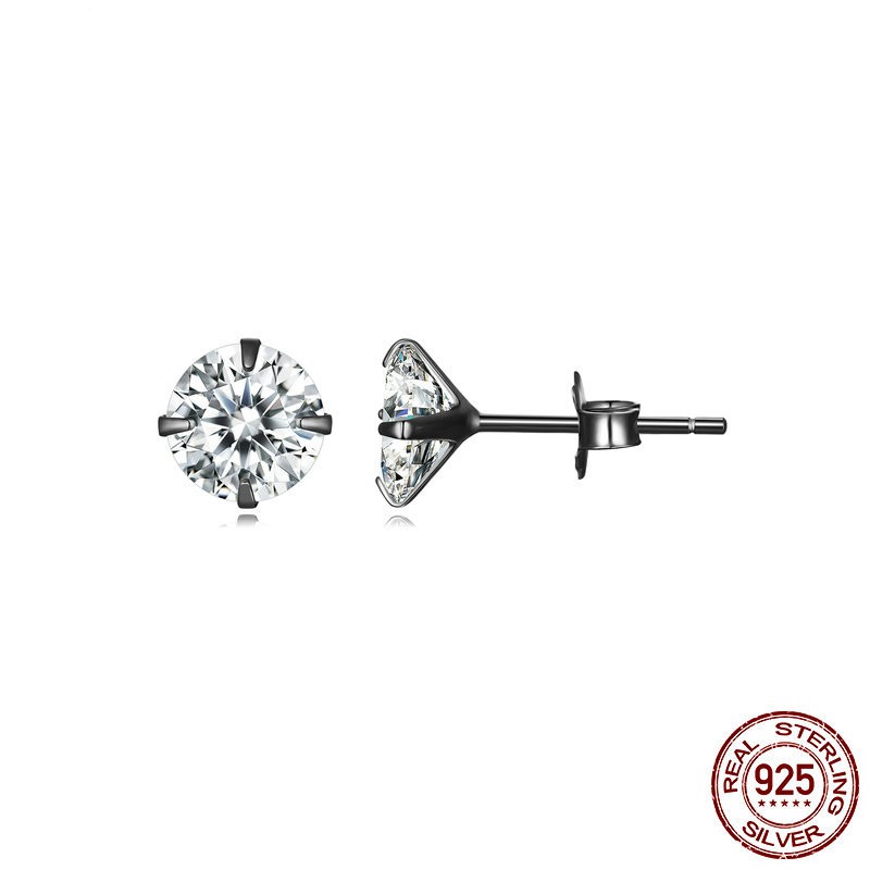 925 Sterling Silver Platinum Plated Round Cubic Zirconia Hypoallergenic Earrings