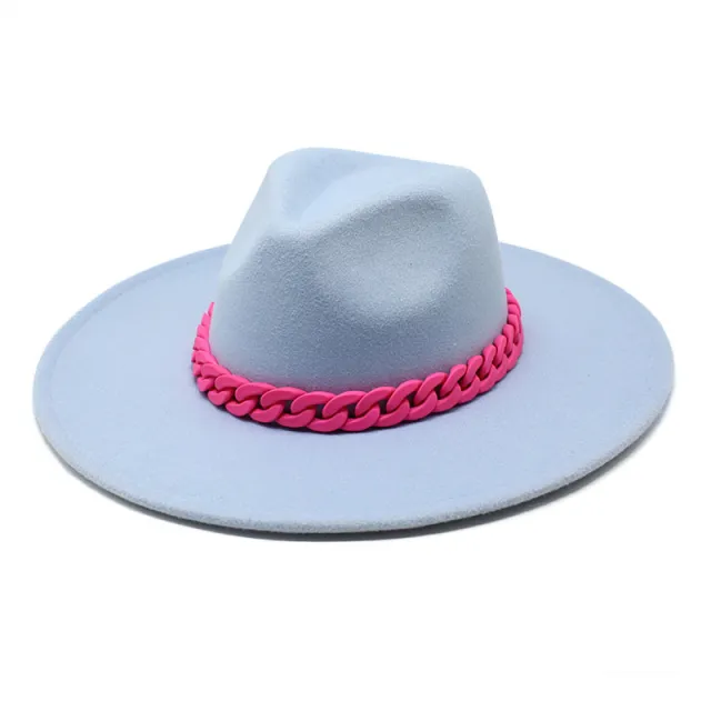 Men's And Women's Large Brim Wool Top Hat Sky Blue - Shop at LoveMi