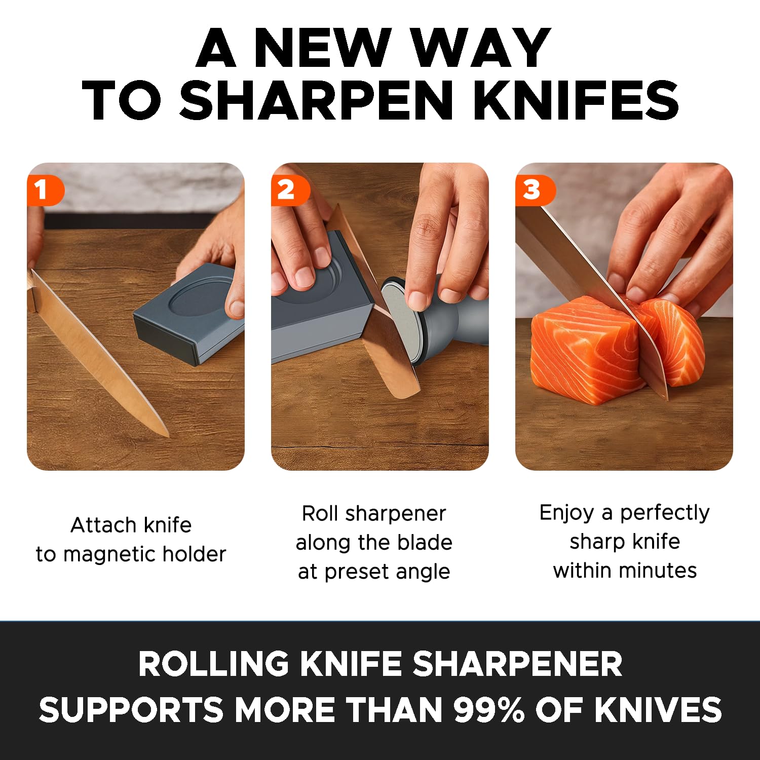 Ban On Amazon Sales Knife Sharpener Tool, Kitchen Knife Sharpener Kit, Knife Sharpening With Diamonds And Ceramic Discs For Steel Of Any Hardness, 15 And 32 Magnetic Angle, Ideal Gift  Grey Black — foto 2