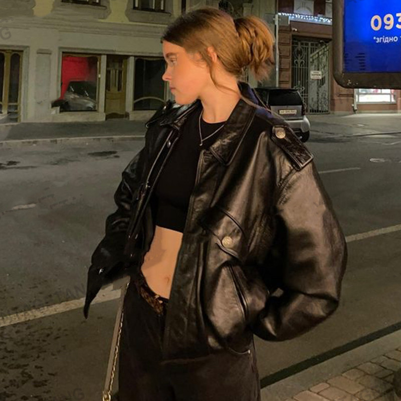 American Retro Short Leather Jacket Street