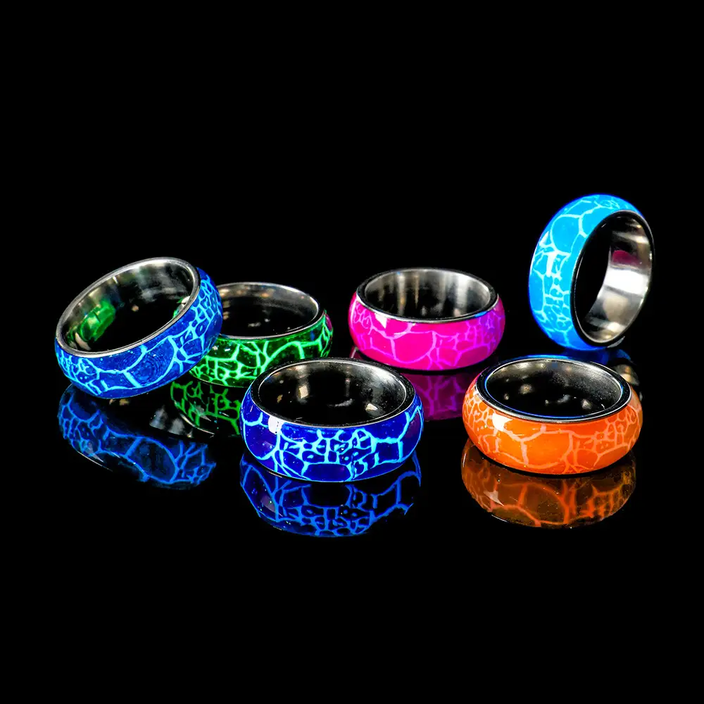 Glow Colorful Pattern Stainless Steel Ring