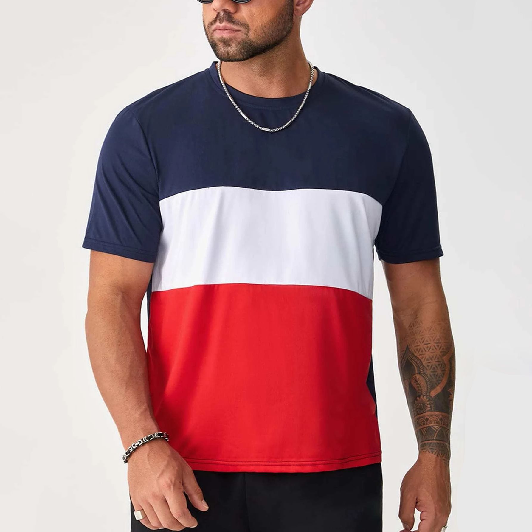 Title 1, Mens T-shirt Crewneck Short Sleeve Stripes Co...