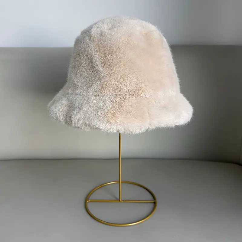 Pure Color Short-haired Plush Fishing Hat