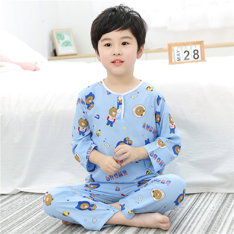 Girls Cotton Silk Long Sleeve Thin Air Conditioning Home Clothes