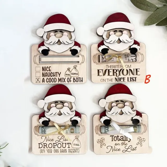 Wooden Cute Santa Claus Cash And Gifts Card Clamp Creative Christmas Decoration Ornaments - Shop at LoveMi