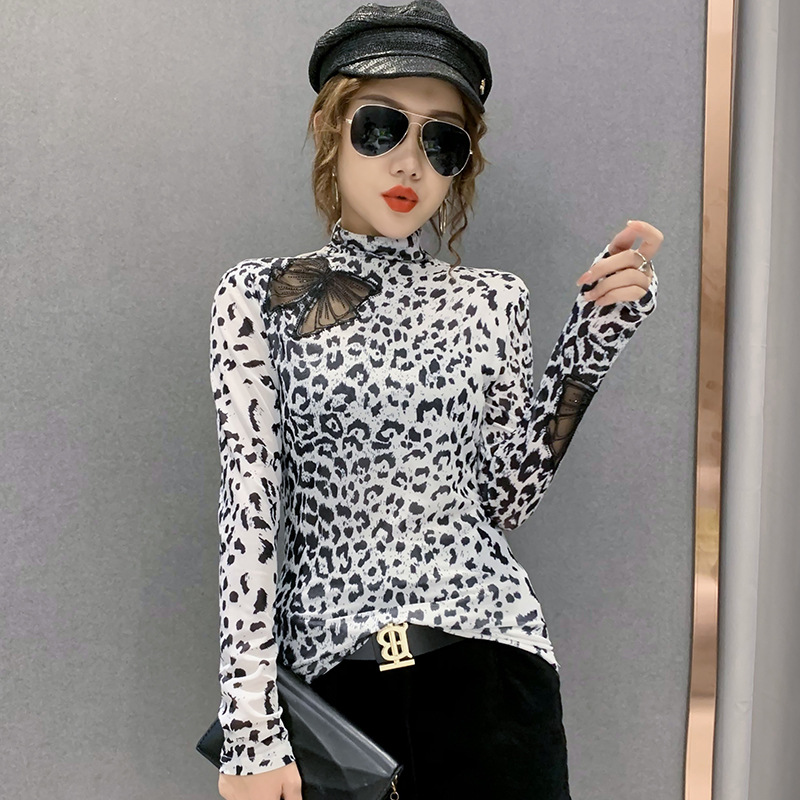 Title 6, Fashion Leopard Print Mesh Printed Shirt