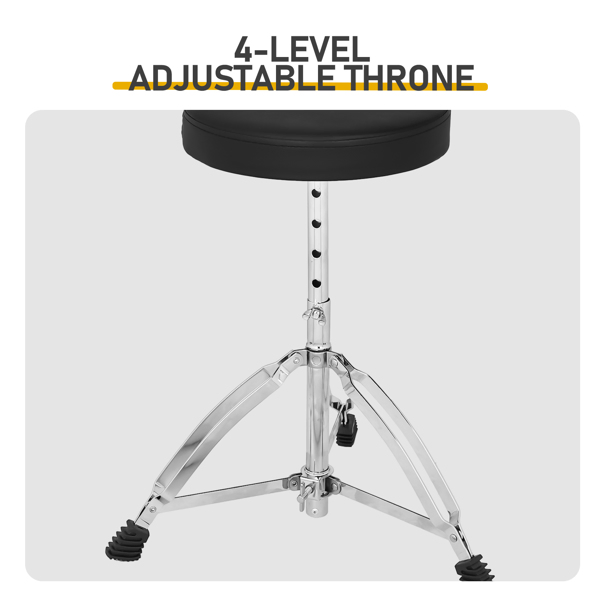 Full Size Adult Drum Set 5-Piece Silver with Bass Drum, two Tom Drum, Snare Drum, Floor Tom, 16