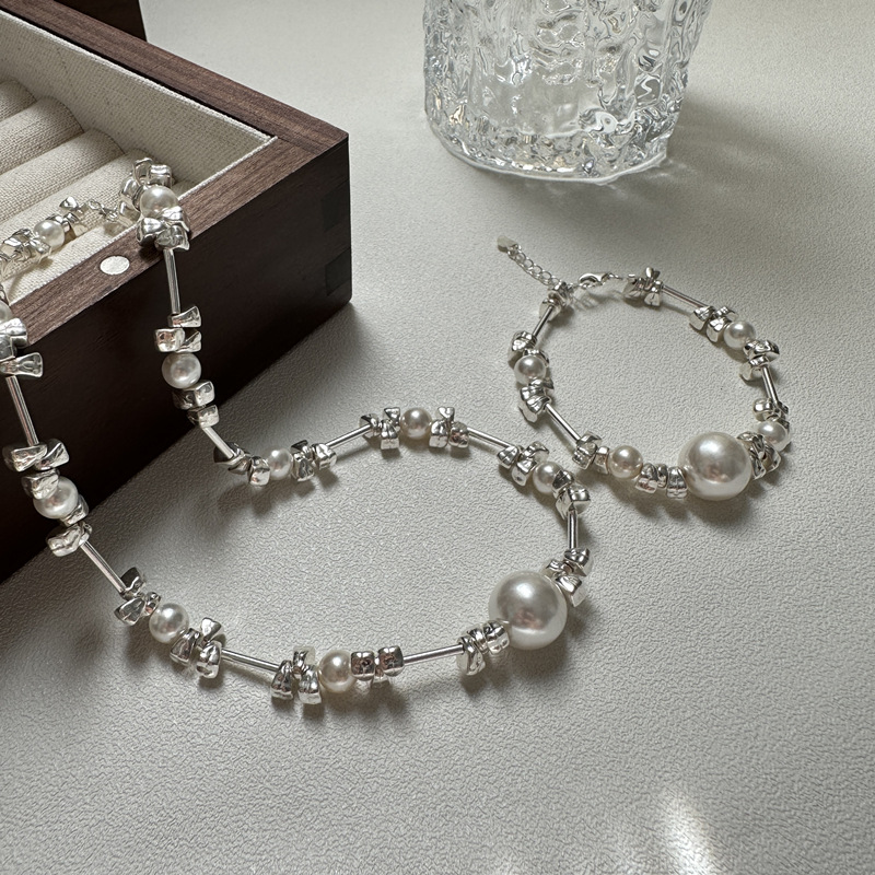 Title 5, S925 Sterling Silver Irregular Pearl Bracelet