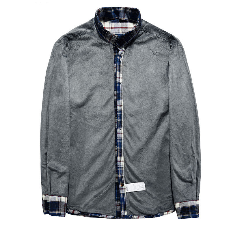 Autumn And Winter Plus Velvet Casual Long-sleeved Jacket Warm Shirt