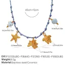 Blue Rope Braided Ocean-themed Pendant Set, Featuring Starfish, Dolphins, And Sea Turtles, Multi-dangling Necklace And Bracelet. view 7