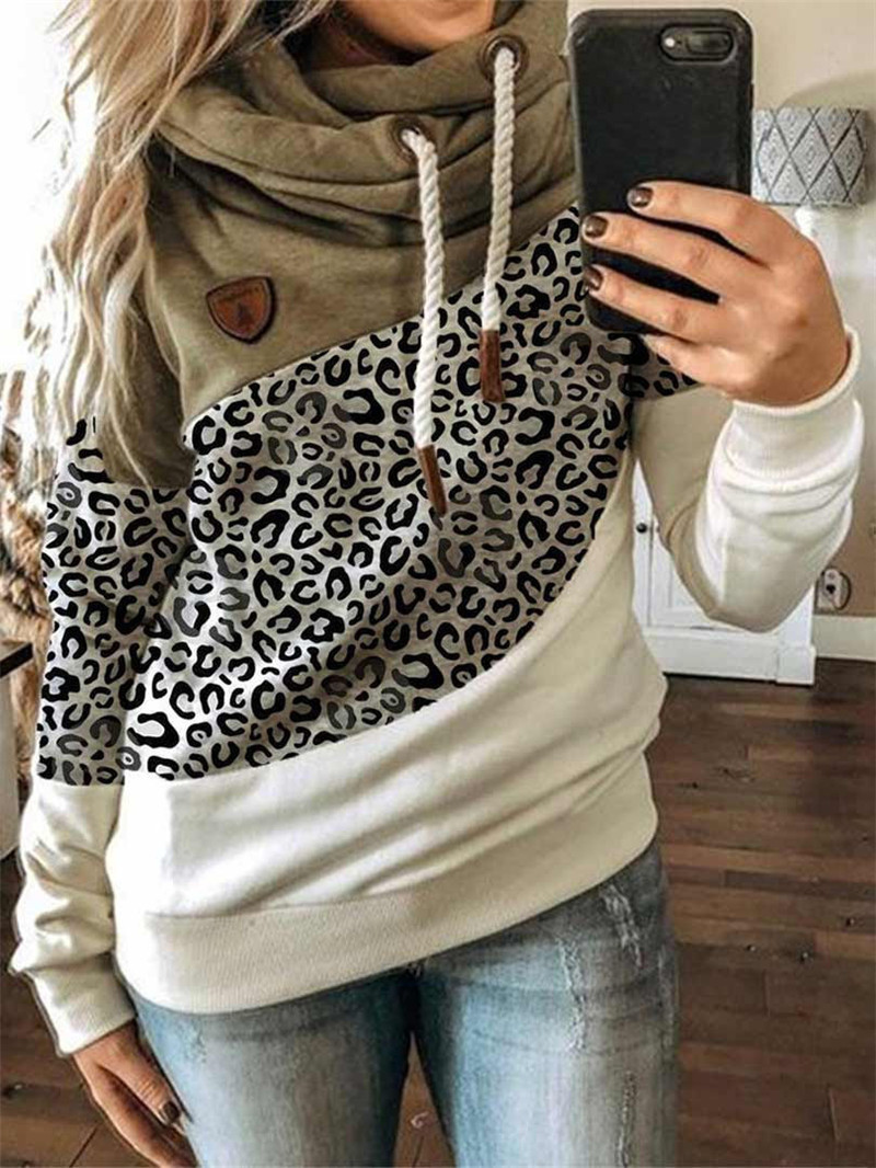 Title 4, Printed stitching hooded fleece loose sweatshirt