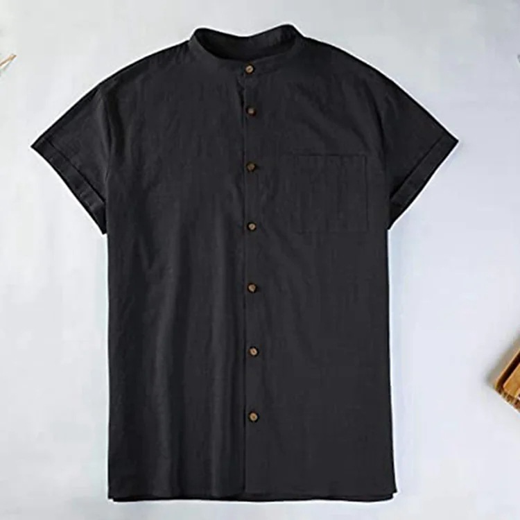 Title 4, Handsome Loose Pocket Decorative Short Sleeve S...