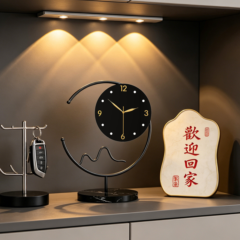 Geometric Metal Table Clock Modern Minimalist Decorative Timepiece For Living Room