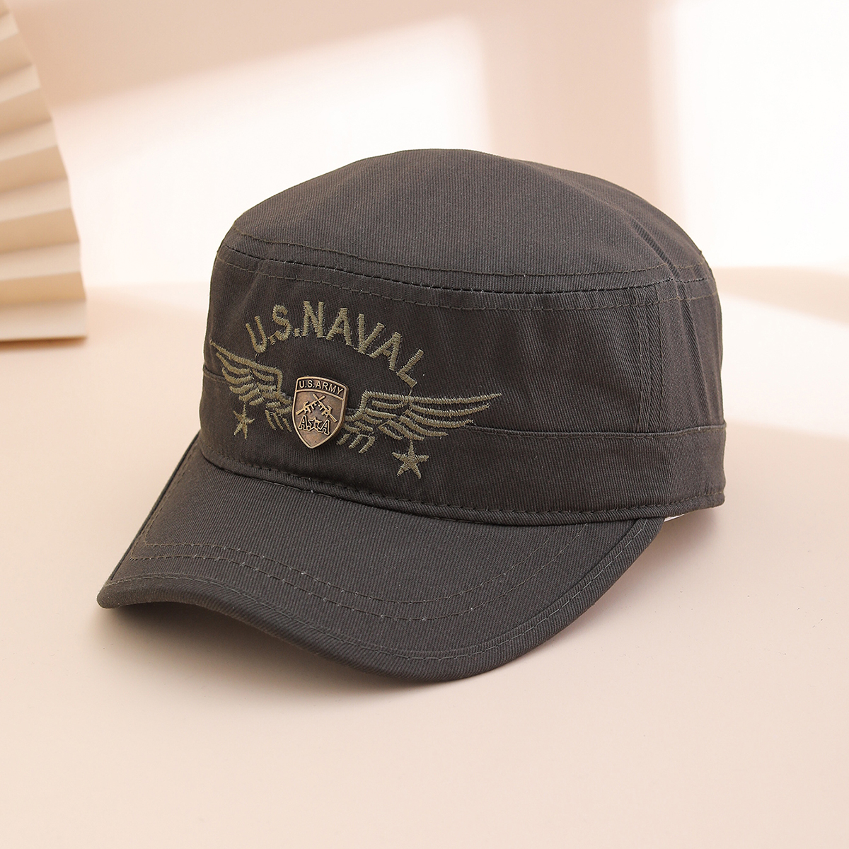 Military Style Camouflage Patterned Peaked Cap With Embroidered Wings And Metal Logo For Sun Protection  Casual Outdoor Baseball Cap