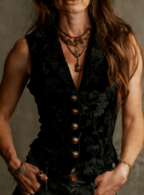 Printed Casual Sleeveless V-neck Slim-fit Vest