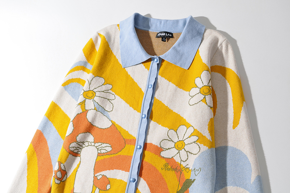 Fall New Slim-fit Lapel Single-breasted Long-sleeved Sweater