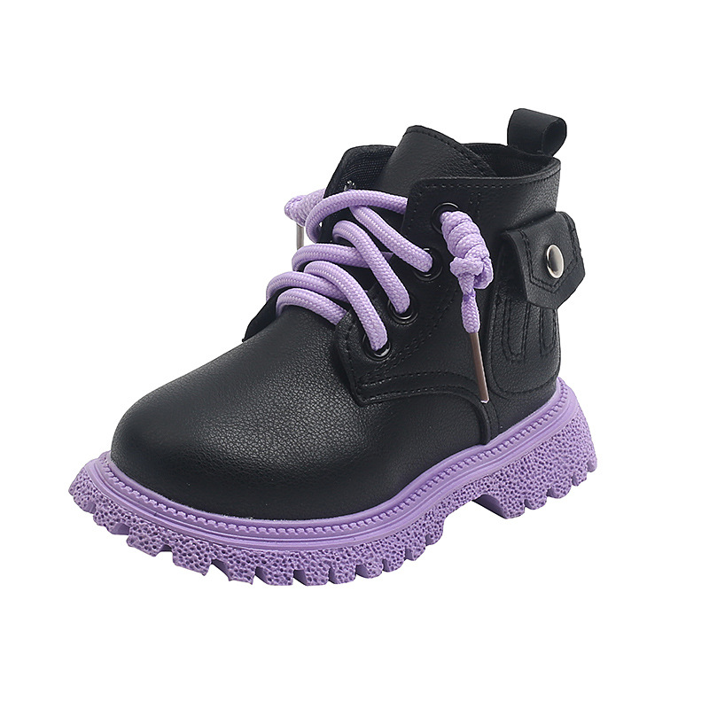 Fashion Simple Leather Children's Short Boots
