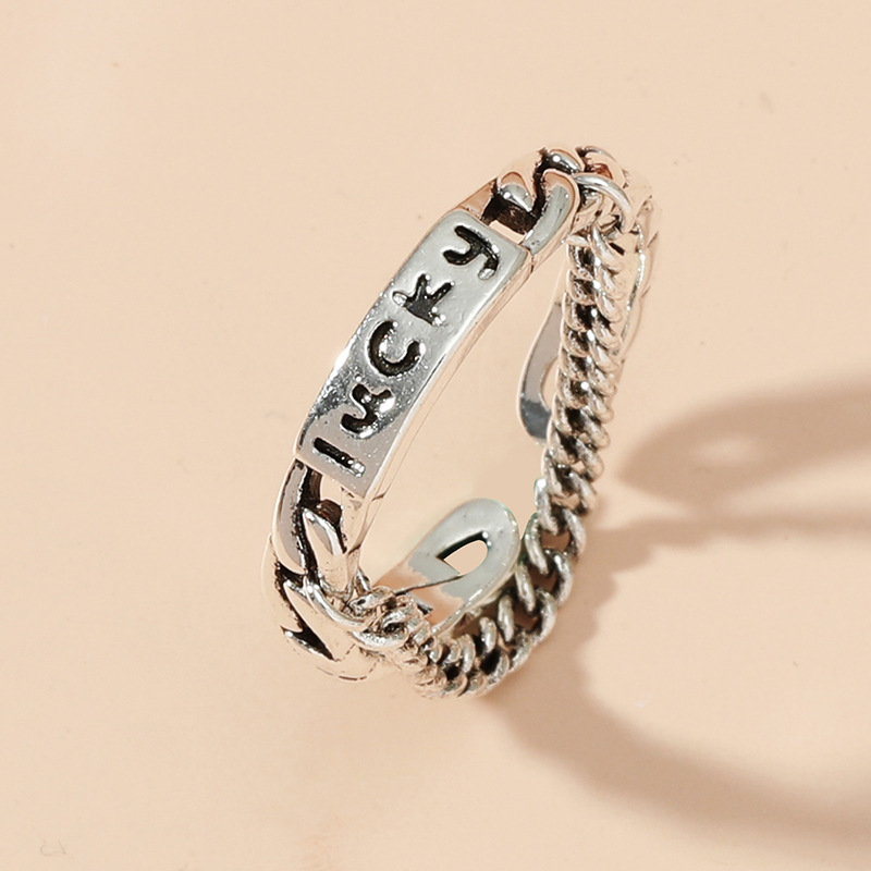 Cross-border Trend Women's Geometric Lucky Ring Black