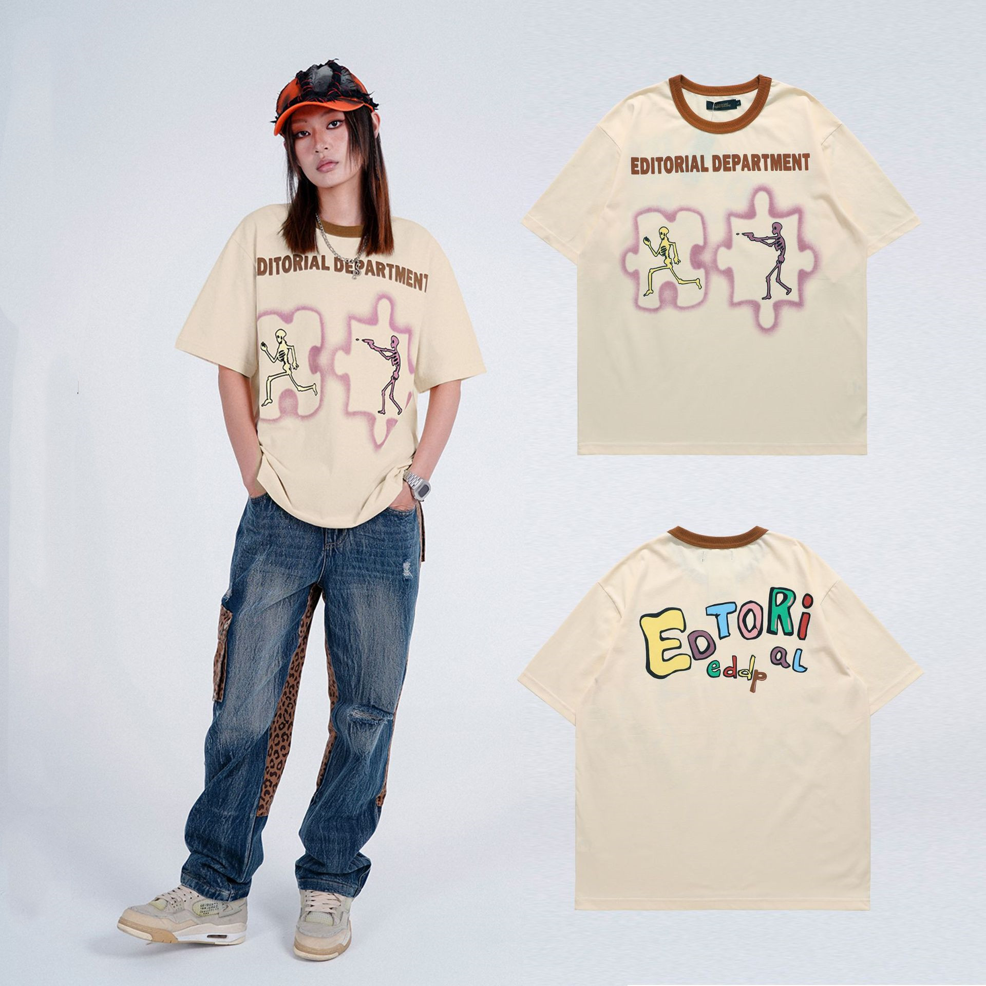 Title 7, T-shirt casual divertenti con cartoon a manica ...