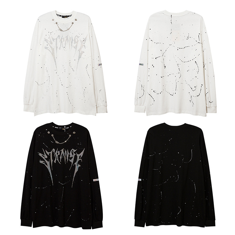 Men's Letter Hot Drill High Street Bottoming Top