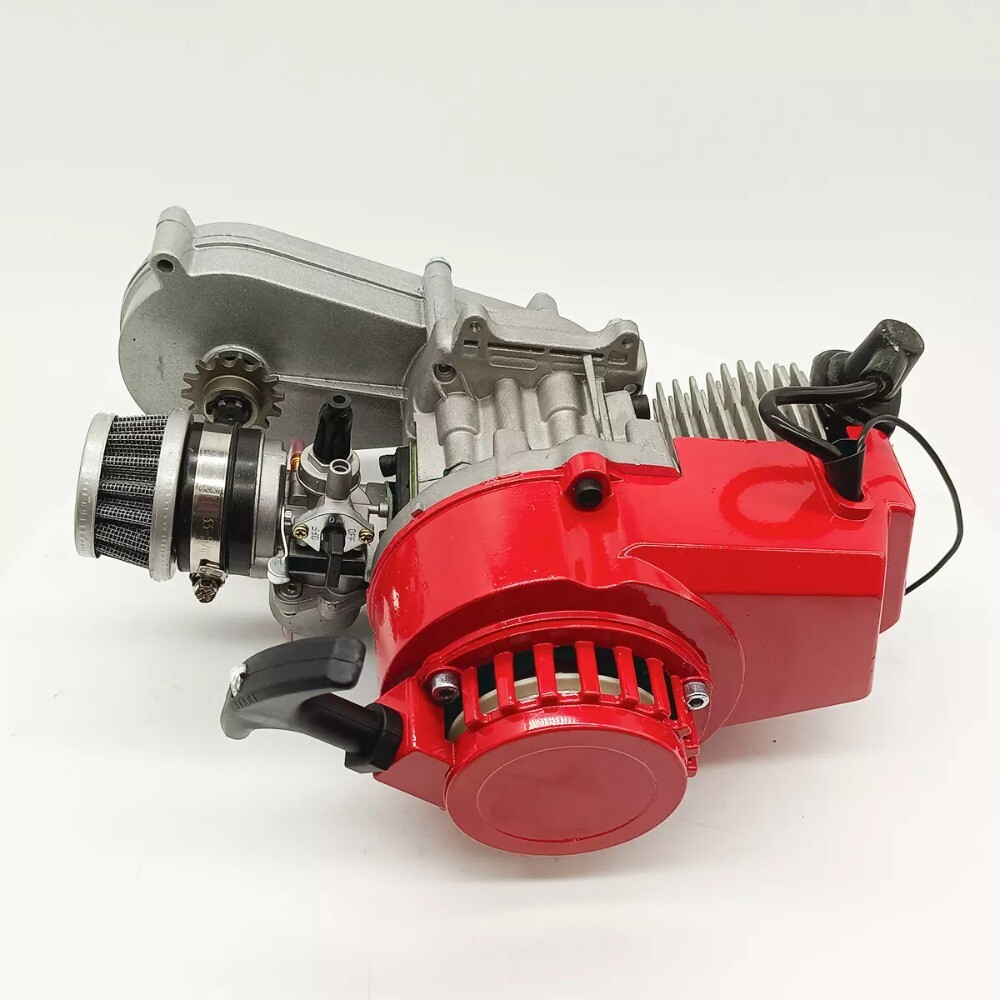 49cc mini dirt bike engine with transfer box red pull start