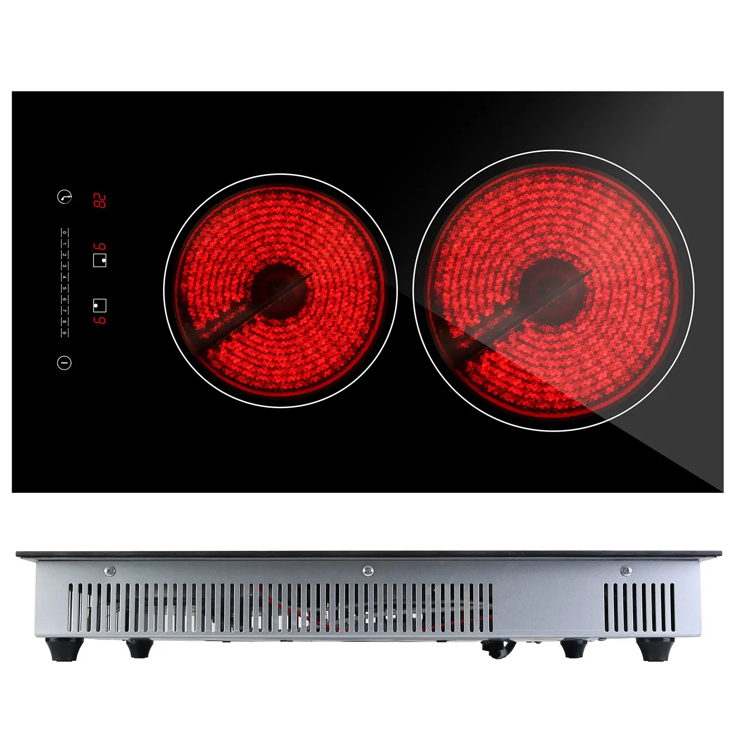 1Pc Dual Induction Burners Electric Cooktop 110V Total 1900W Electric Stove Built In Electric Ceramic Stove With Timer Setting 9 Firepower Levels Over Heating P