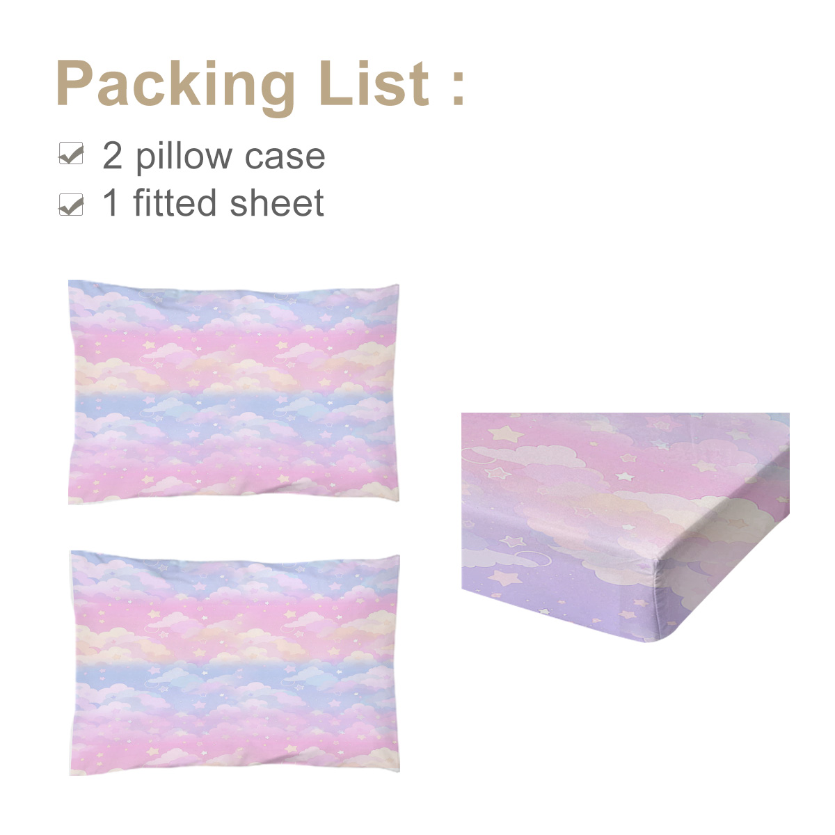 3pcs Colorful Bed Sheet, Microfiber Bedding Sheet Set, Purple Blue Pink Bedding Sheet Set With 1 Fitted Sheet And 2 Pillowcases