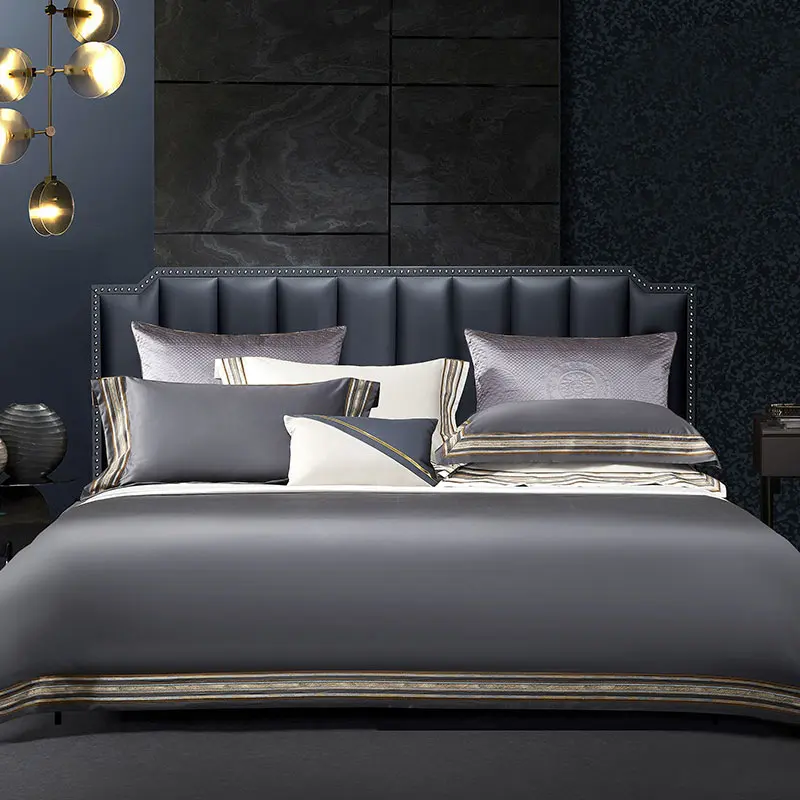 Light Luxury Solid 140 Thread Count Embroidery Four Piece