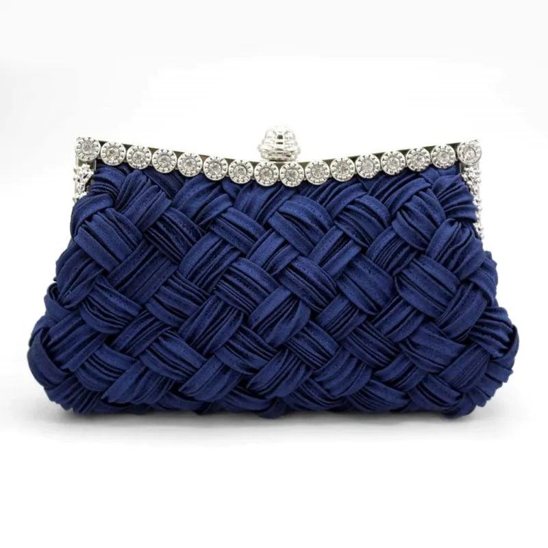 Diamond Bridal Clutch Bag Fold Dress Female Cloth Bag - Blue