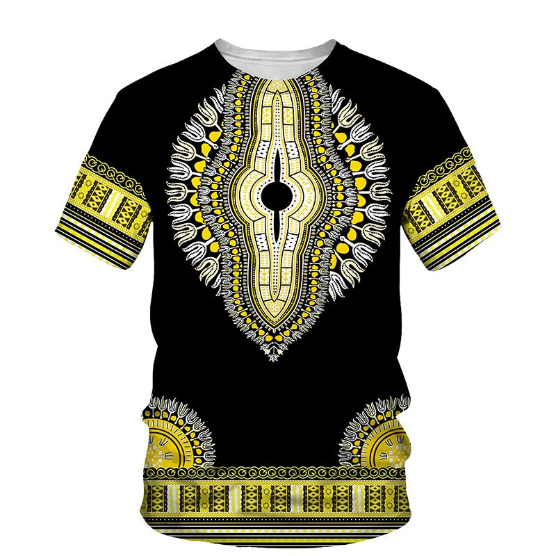Title 4, Letnia męska koszulka z afrykańskim nadrukiem 3D