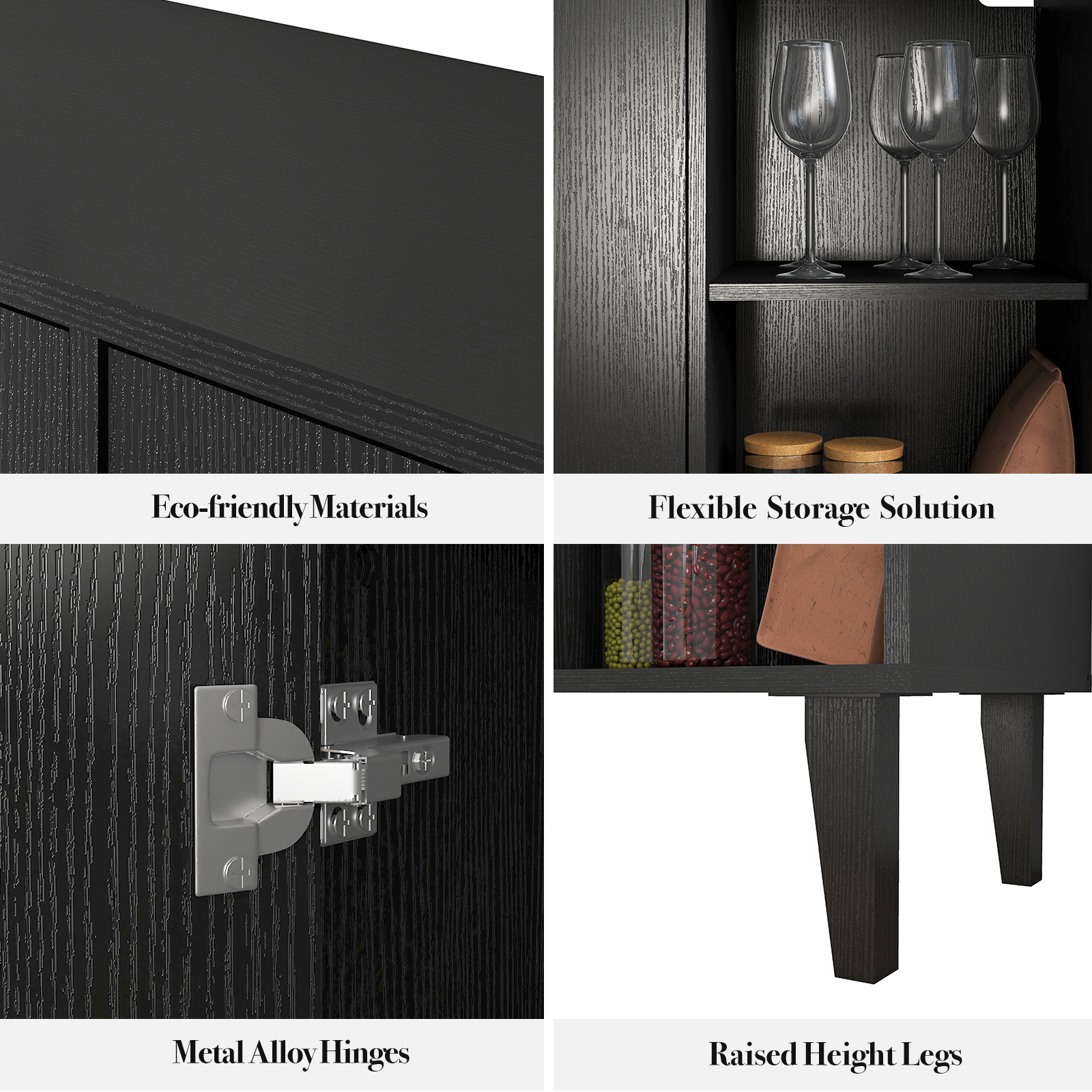 Sideboard Wood Storage Accent Cabinet TV Stand Home Bar Buffet With 2 Doors — image 12
