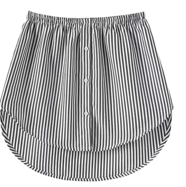 Versatile Shirt False Hem Sweater False Skirt Black And White Stripes - Shop at LoveMi