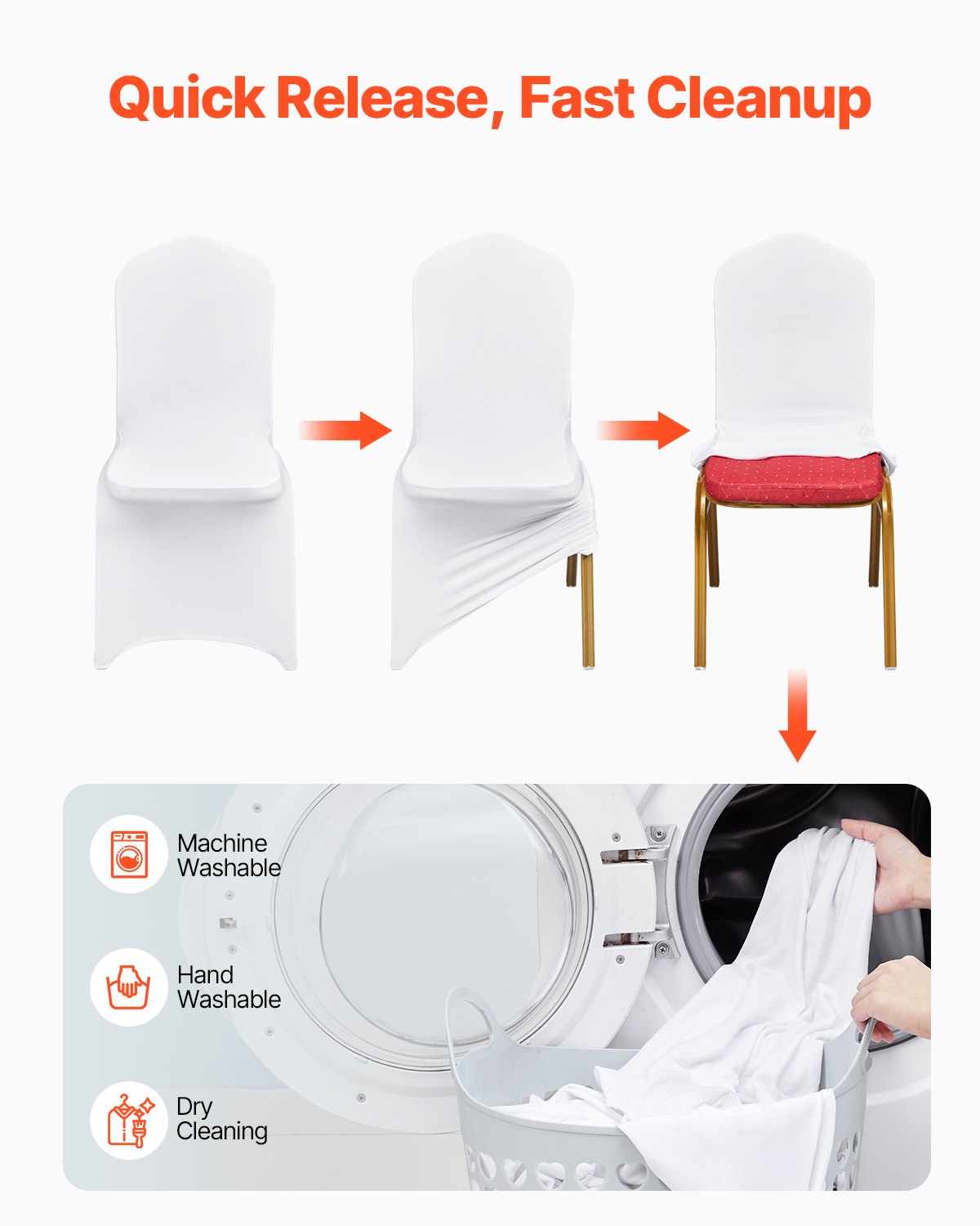 Stretch Spandex Folding Chair Covers, Universal Fitted Chair Cover, Removable Washable Protective Slipcovers, For Wedding, Holiday, Banquet, Party, Celebration, Dining image 3