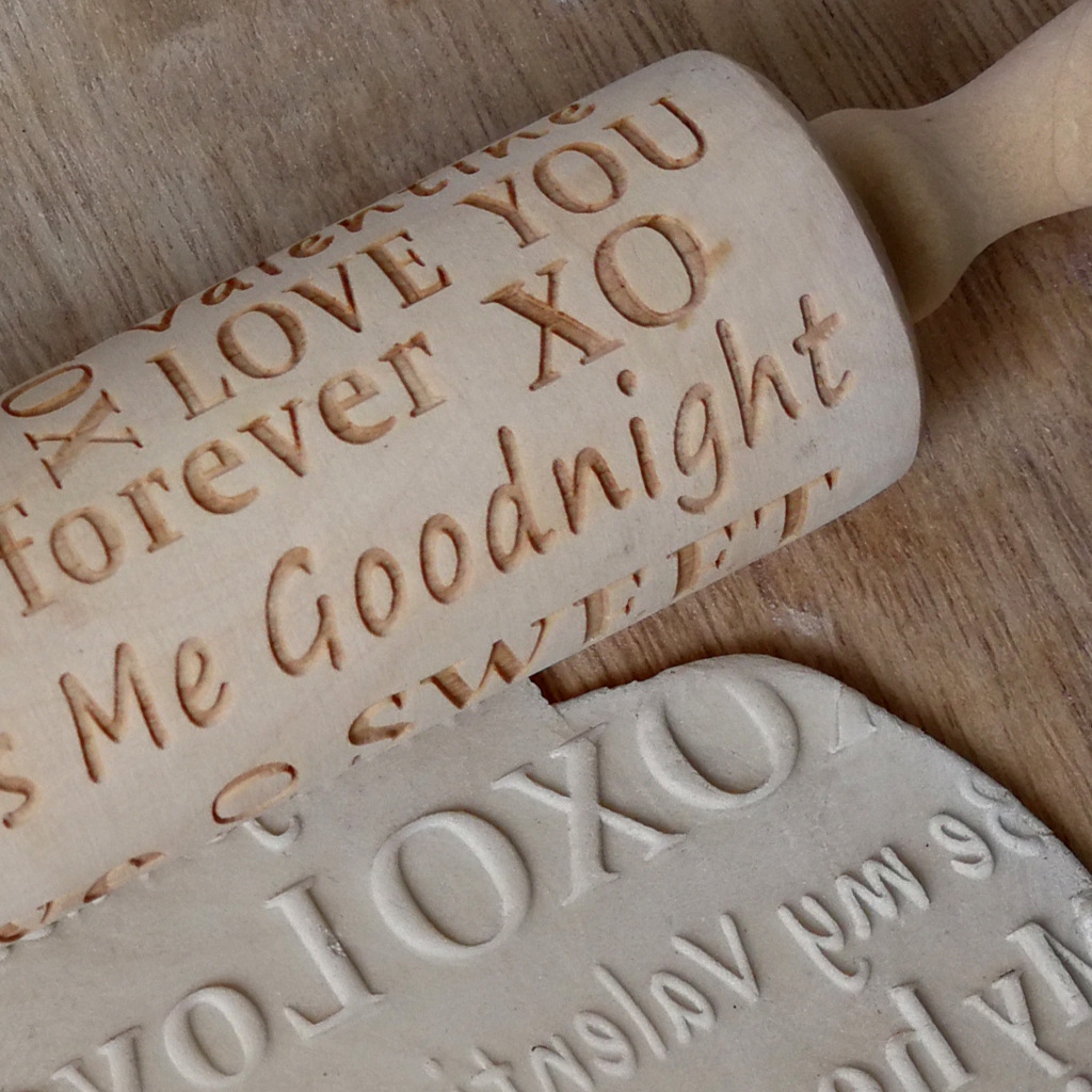 Title 4, Wooden Valentines Day Letters Rolling Pin Engr...