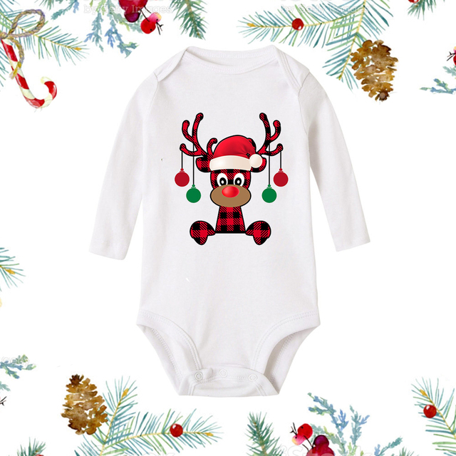 Christmas Newborn Baby White Long Sleeve Jumpsuit — foto 4