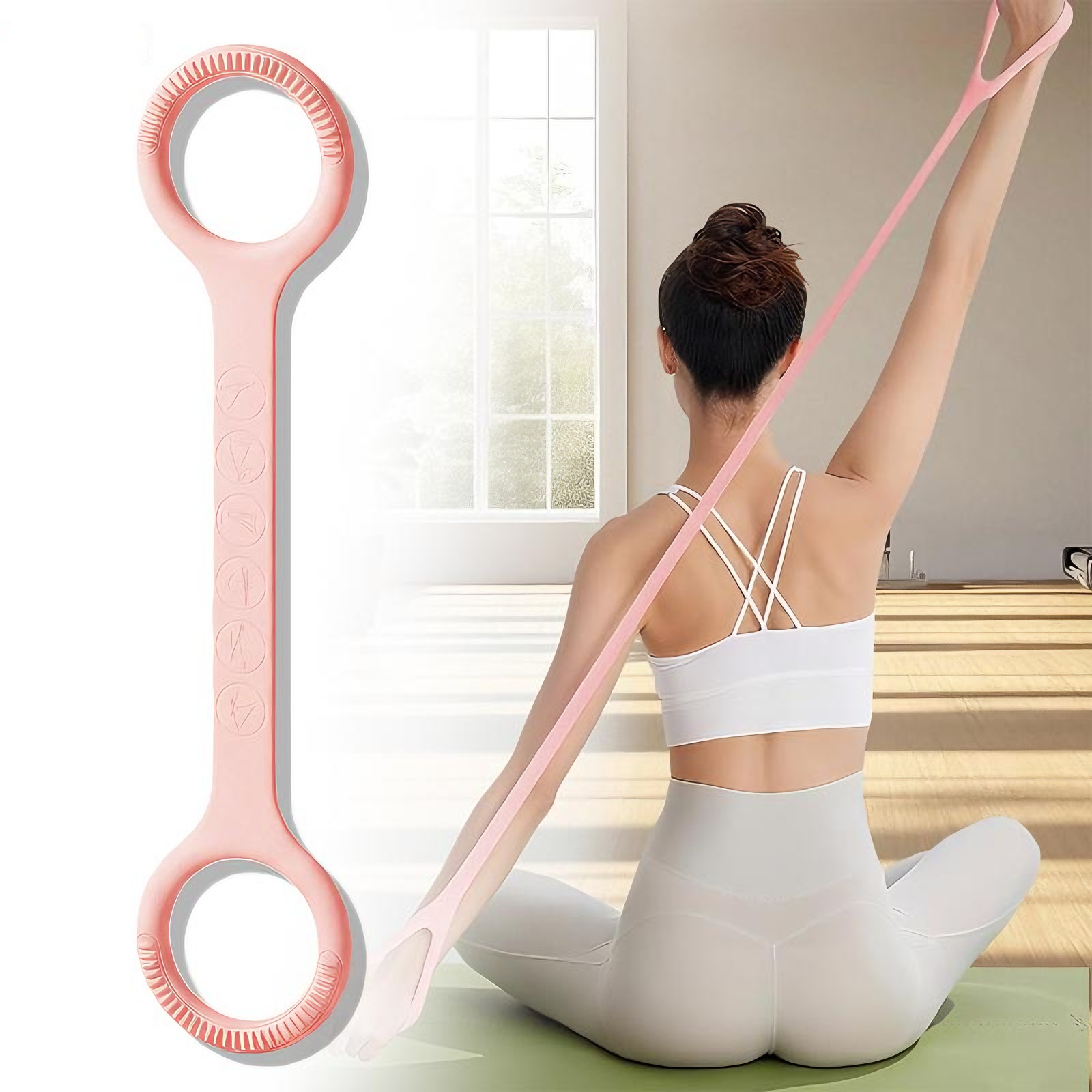 1P 8-shaped Silicone Yoga Resistance Band -  Elastic Fitness Stretching Rope, Suitable For Back, Waist, And Arm Exercises - Suitable For Home, Gym, And Outdoor Workouts Comprehensive Resistance Boxing