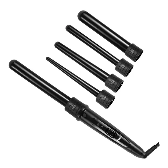 5 In 1 Tube Changing Curler Ceramic Spiral Hairdressing Tool Black - Shop at LoveMi