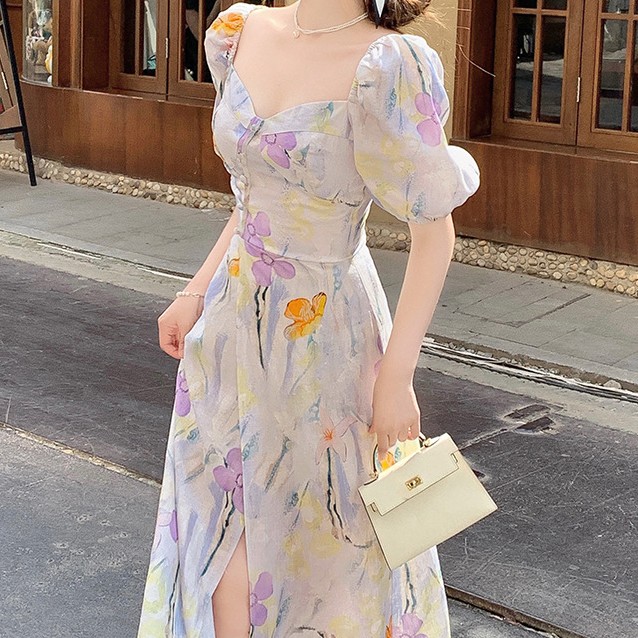 Small Fragrant Wind Fragmented Flowers Dress Girl Summer