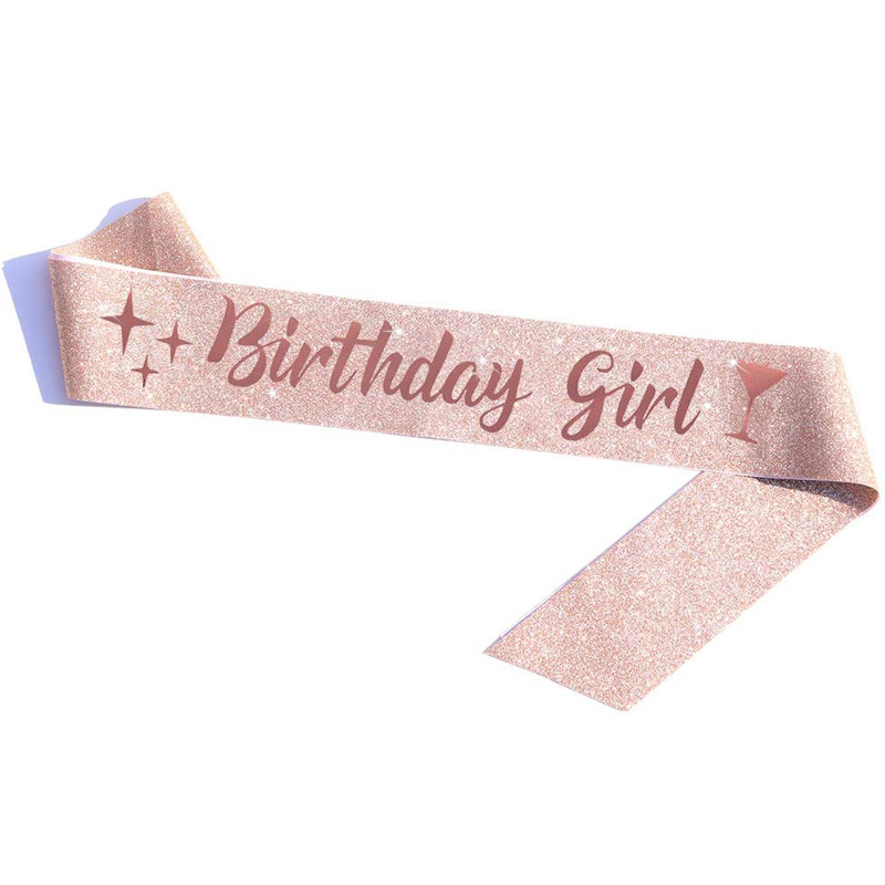 Rose gold birthday girl wine