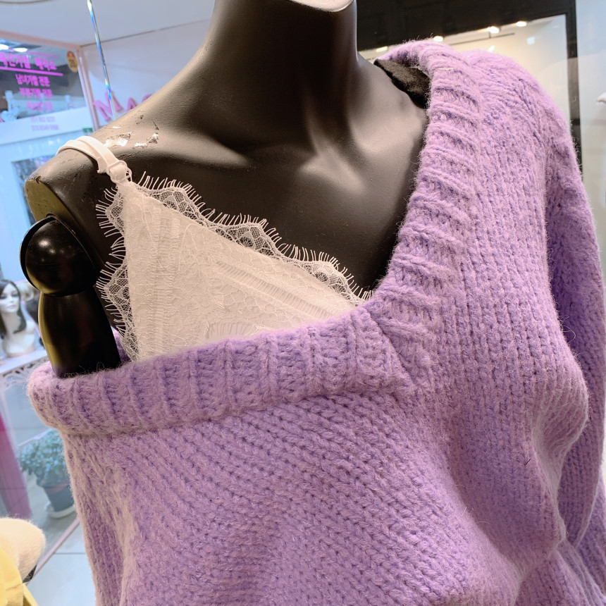 Title 3, V-Ausschnitt Strickpullover mit dicken Nadeln, ...