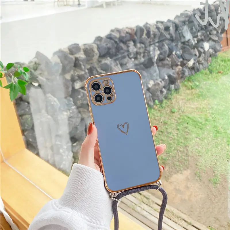 Hollow Love Crossbody Lanyard Phone Case