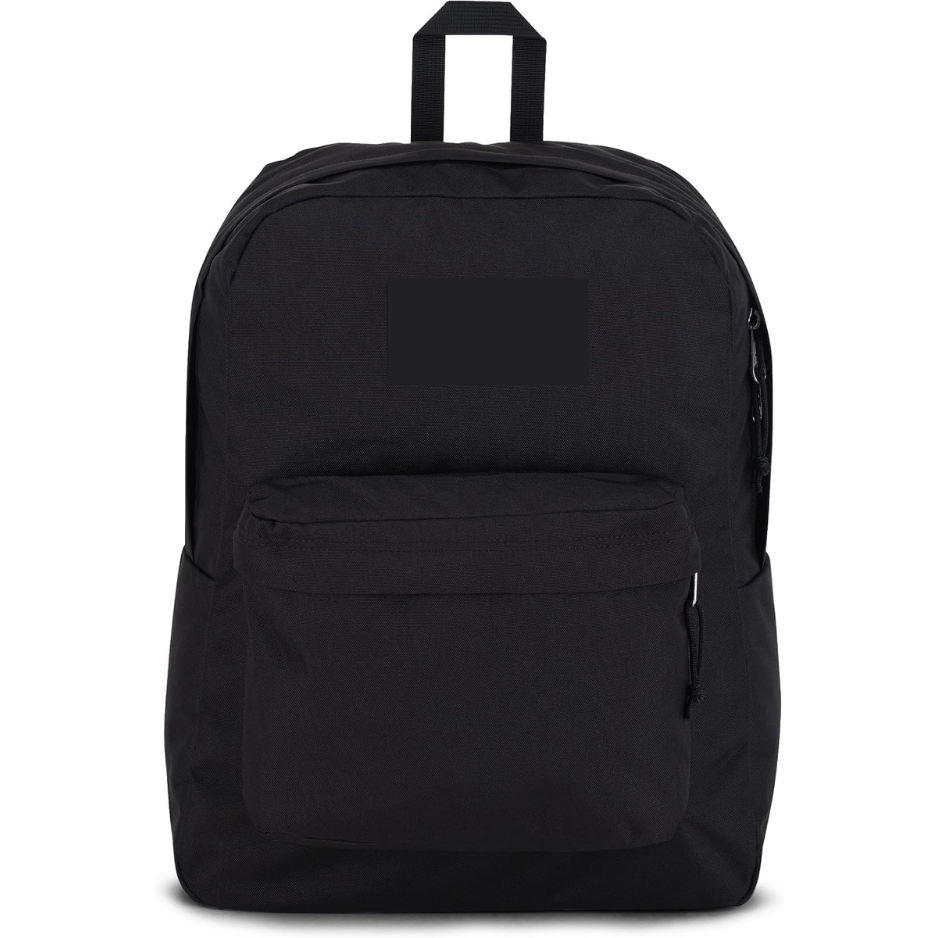 SuperBreak One Backpack, Lightweight Durable Bookbag With Main Compartment & Front Organizer Pocket, Black