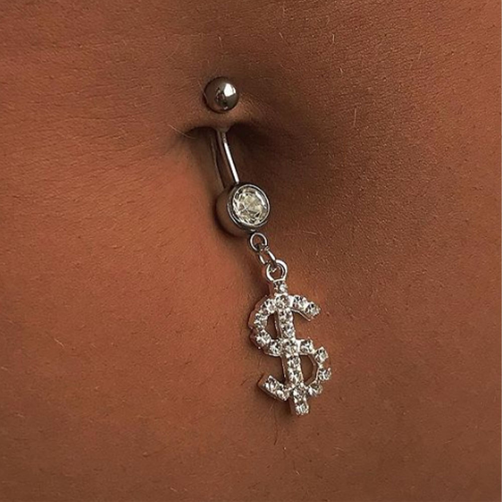 Title 1, US Dollar Rhinestone Navel Stud