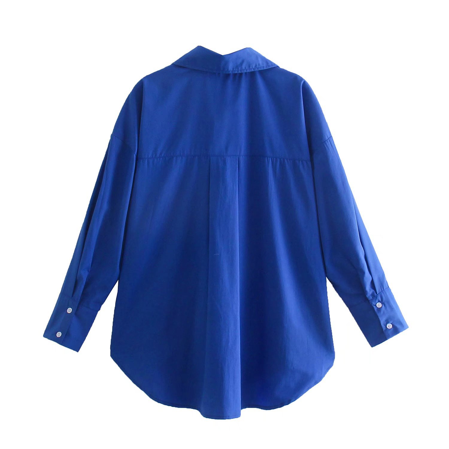 Title 3, Lapel Buttoned Loose Solid Poplin Shirt Women