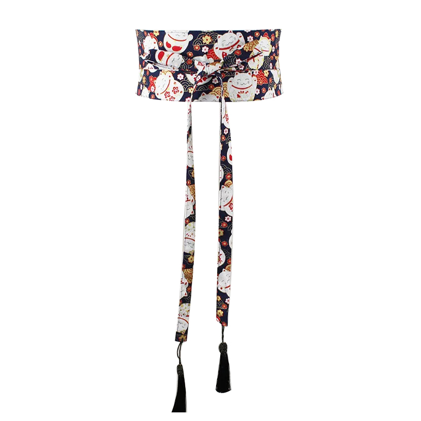 Cotton And Linen And Wind Belt Dress With Wide Girdle